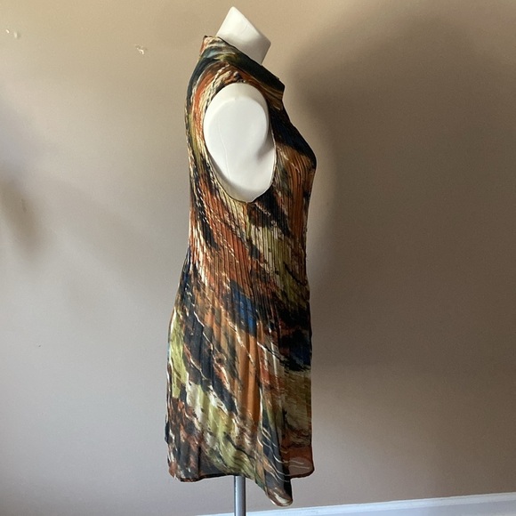 Vintage Sunny Leigh Brown Pleated Button Down Sleeveless Tunic Top Plus Size 1X - Picture 2 of 4